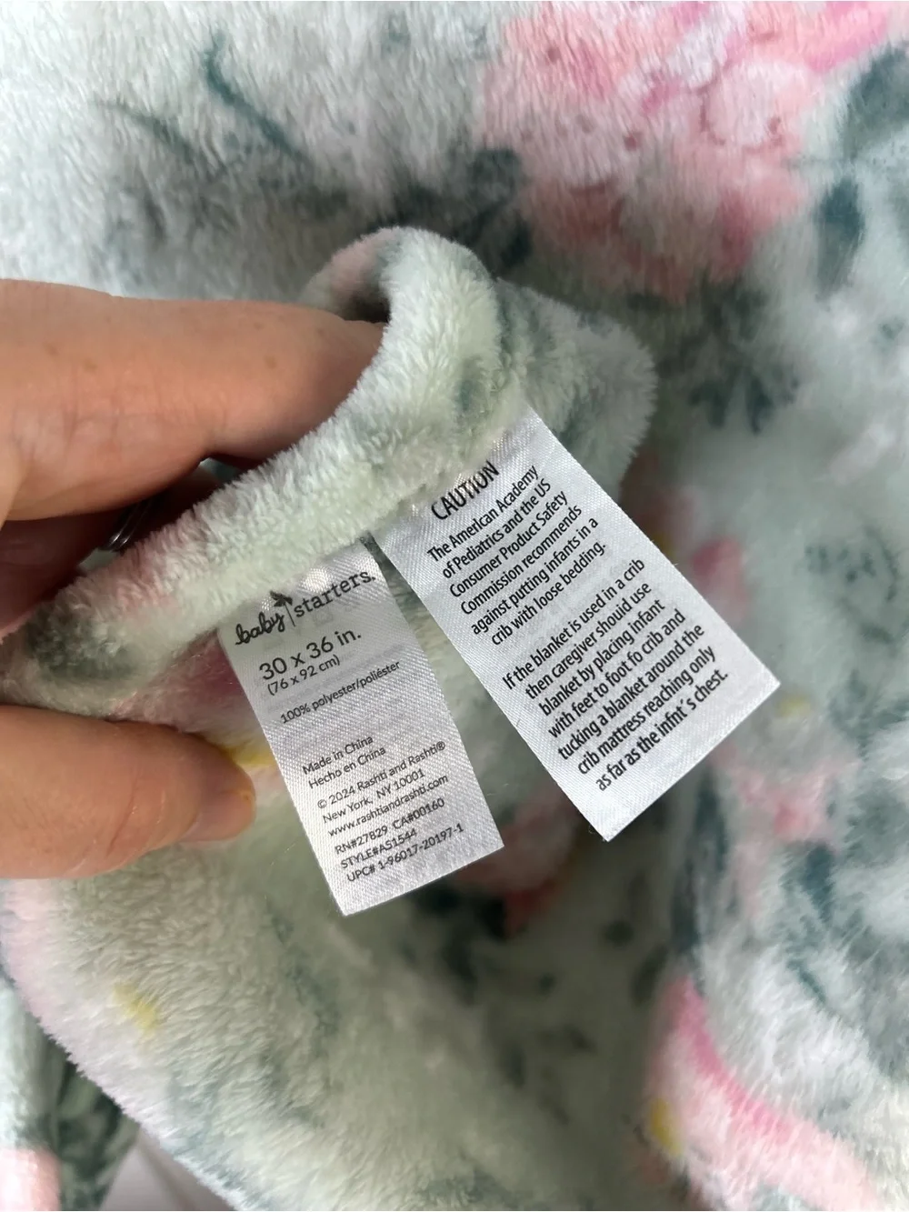 Baby Starters Pink Green Floral Blanket Flowers White Yellow Soft Plush Lovey